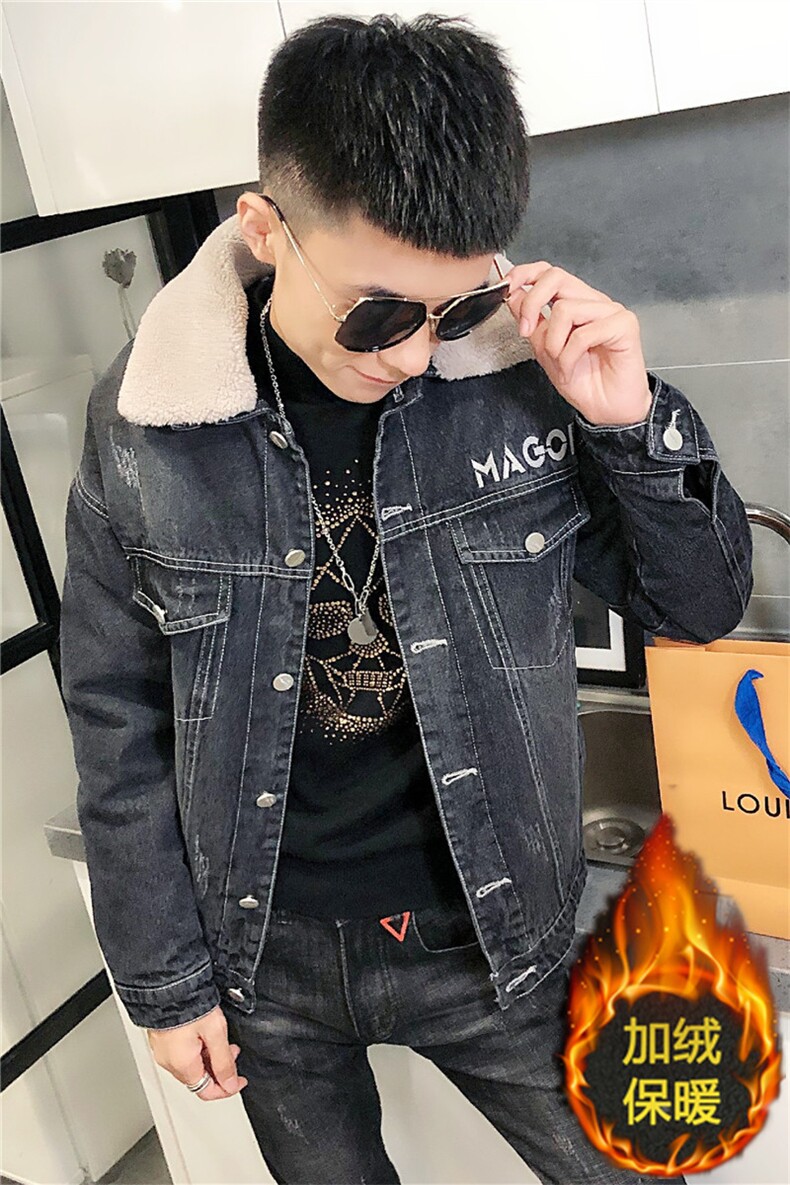 可卸毛领刺绣牛仔衣加绒棉服社会小伙男棉衣外套C301B-NZ08-P120,男装棉衣,电商C301B