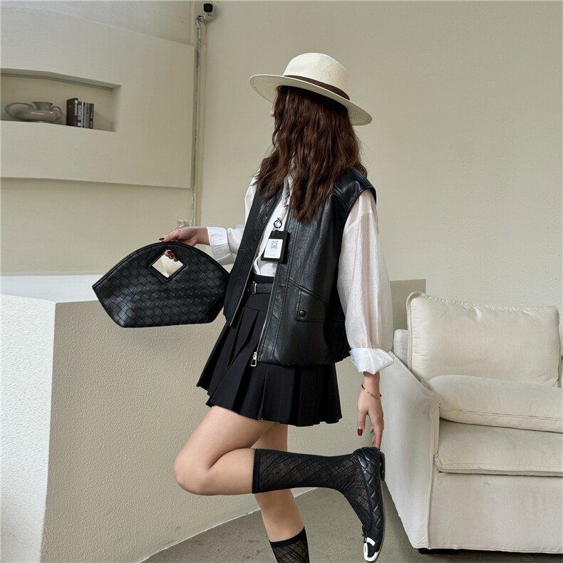 2026年春季时尚简约百搭皮马甲，女装马甲，深水步