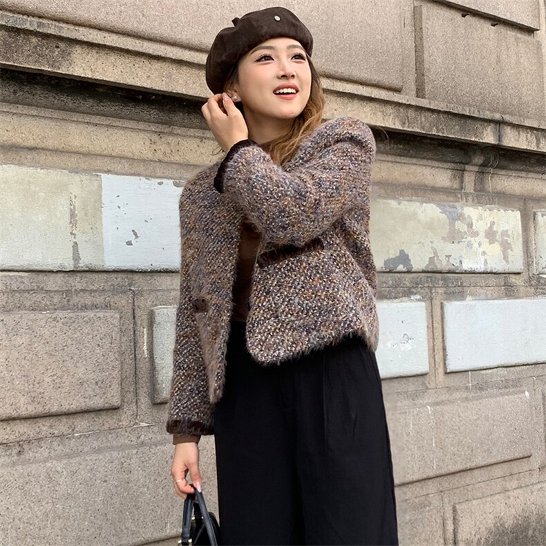 2025冬季新款单排扣时尚气质保暖短款羽绒服外套,女装羽绒服,天丝秀