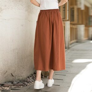 原创2022春夏文艺范复古棉麻不规则半身长裙休闲大摆A字裙女包邮图片
