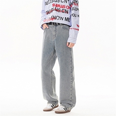 B221美式ins高街暗黑百搭宽松直筒牛仔裤LK25600-特P38控68，男装牛仔裤，电商B221