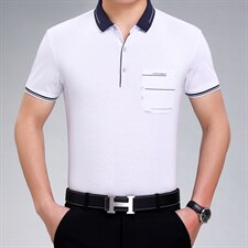 中年男士冰丝棉polo衫爸爸装夏季宽松短袖t恤中老年男装薄款上衣，男装T恤，电商B212（原钱塘6029）