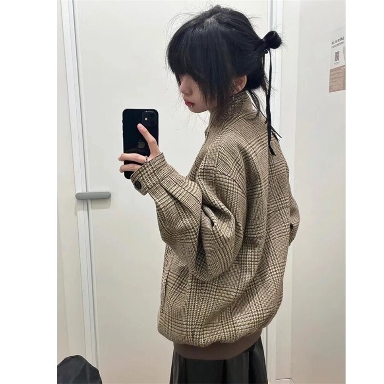法式小香风千鸟格夹克男女秋冬季百搭哈灵顿外套JXX20-P69,男装夹克,星座208-5