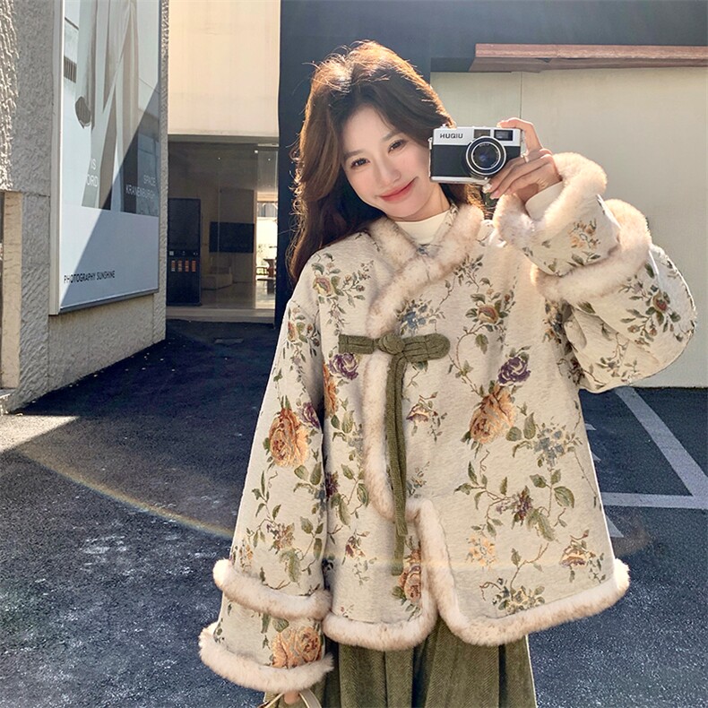 新款3天内出货新中式加绒套装2C007-520-P245-K368,女装棉衣/棉服,2C007