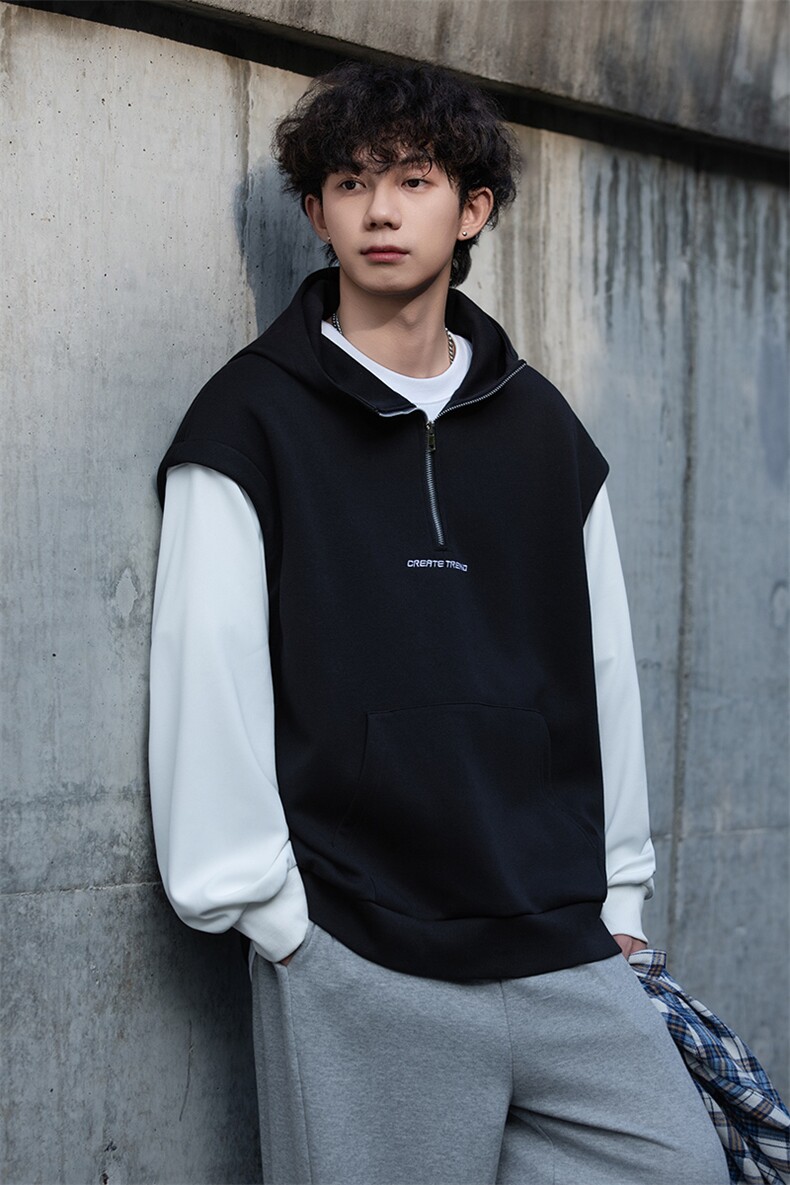 Y501-P52港风拼接连帽卫衣男落肩打底衫潮流百搭上衣外,男装T恤,星座1204