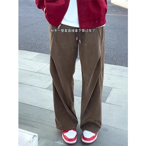 加绒灯芯绒美式运动裤男美拉德高级感休闲裤ZK518常规P38加绒P43图片