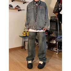 春季美式复古水洗牛仔外套男女工装夹克常规款外穿青少年J2228，男装夹克，星座1116A（原606A-3）