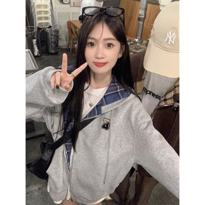 5340-P55刺绣#后包领休闲服连帽卫衣薄款/加绒,女装卫衣/绒衫,星座617A-2