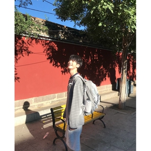 现货DXQ1439-批45小狗刺绣条纹亨利领长袖秋季上衣图片