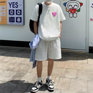 短袖t恤套装男女式光感变色爱心宽松情侣装T恤上衣夏潮牌TZ62-P44图片