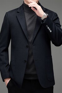 羊毛西服秋季新款中老年茄克衫爸爸装休闲男装外套MNSAA215-P345图片