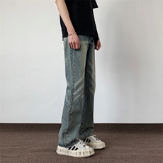 2024春夏美式高街cleanfit牛仔裤男直筒微喇vibe裤子潮S2376/P58，男装牛仔裤，电商B381-1