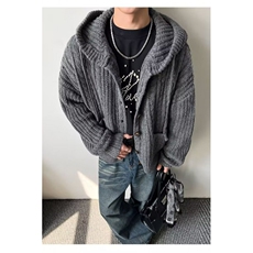 YC0791-P78秋冬复古纯色针织开衫外套男女潮牌宽松百搭提花毛衣，男装针织衫/毛衣，电商C233