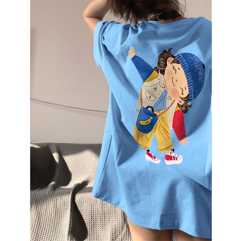 T0615-P25多巴胺童趣印花纯棉短袖初高中少女上衣宽松，男装T恤，星座617A-2