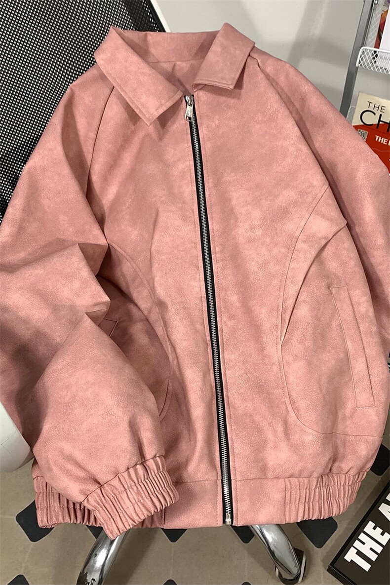 大码外套潮牌春秋款翻领休闲加肥加大宽松皮衣夹克A436-1801-P75,男装夹克,电商A436
