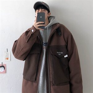 【】A003-HJ5051-P135秋冬拼接大口袋休闲棉衣 几物1图片