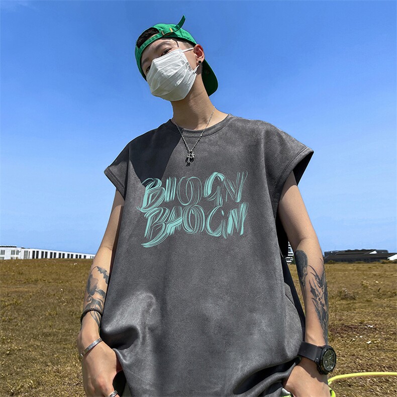 量大优供视频得物直播品220克夏季麂皮绒背心无袖T恤BJ228,男装T恤,电商A486