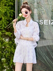 时尚减龄防晒衣短裤套装女夏2025新款宽松休闲轻薄透气户外两件套，女装套装/套裙，尚娜萱
