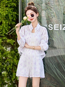 时尚减龄防晒衣短裤套装女夏2025新款宽松休闲轻薄透气户外两件套图片