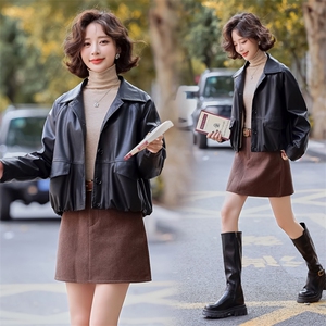 港风pu皮衣外套女短款2025春季新款小个子高级感欧货休闲夹克上衣图片