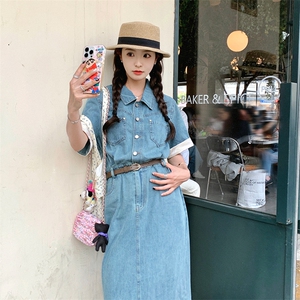 高转化好数据现货撞色袖口牛仔26新款连衣裙女潮182A8532P130K198图片