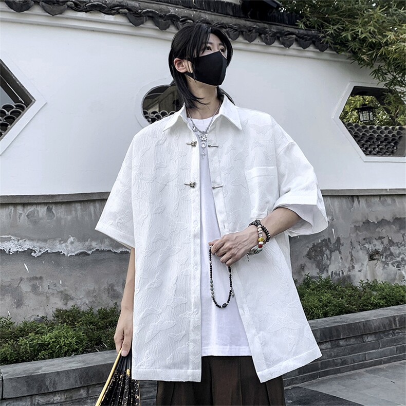 夏季设计感潮牌休闲衬衣2024新款风短袖衬衫男现货 W8168-P42图片