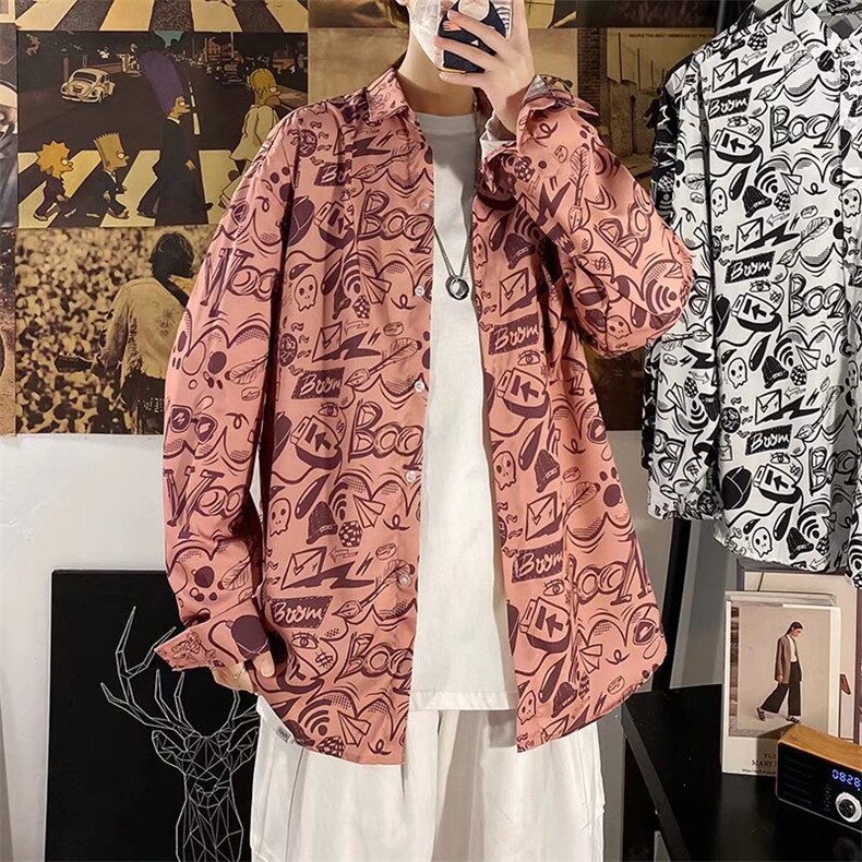 长袖衬衫男港风日系外套C2218P28,男装衬衫,星座1116-2
