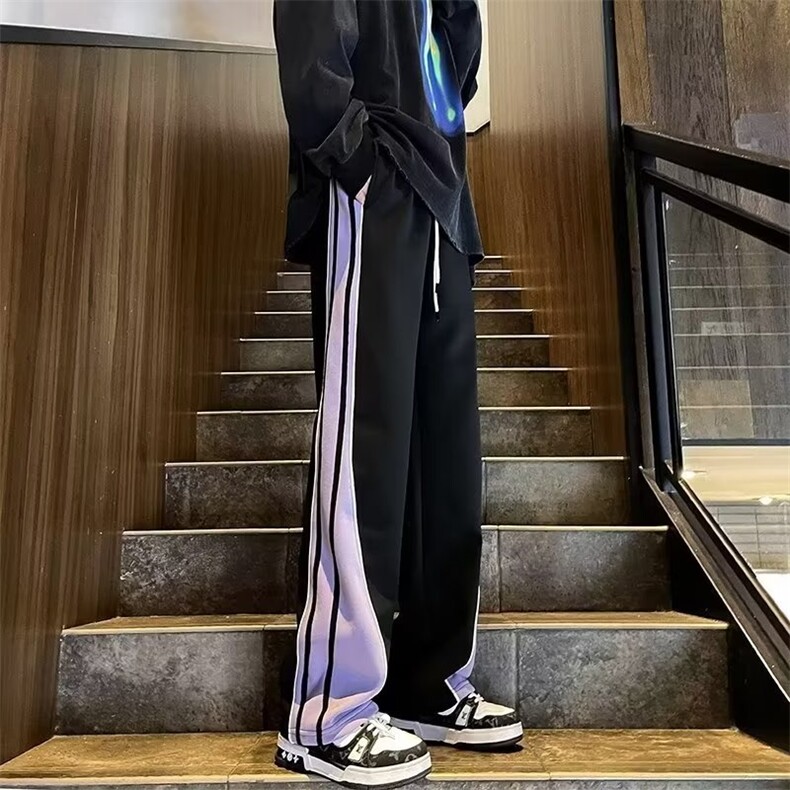 秋冬季套装条纹运动夹克男女款潮牌休闲长裤立领上衣外套 B822-1图片