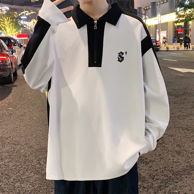 2024春季新款港风外景大码发泡印花长袖POLO衫M-5XHT23018-P50,男装Polo衫,电商A022