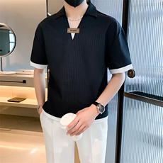 翻领polo衫男潮牌夏季短袖t恤韩版修身潮流五分袖体恤上衣T559，男装T恤，星座1116A-2（原606A-1）