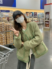 流苏绿色小香风羽绒服外套女秋冬2025新款高级感赫本风气质加厚，女装羽绒服，艾米莉亚