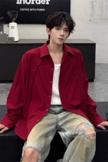 CS1159-特P33控58秋季潮流大码拼接高级感痞帅衬衫宽松外套男，男装衬衫，电商A059