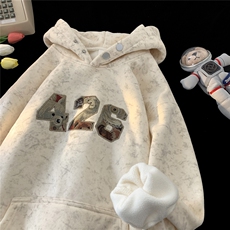 ！815A-WR2227-P70控98秋冬季加绒贴布绣卫衣上衣服套头扎染，男装卫衣，星座815A