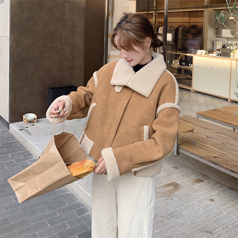 2024年秋季新款仿羊羔毛外套女0127，女装羊羔毛/颗粒绒，秋水欣儿
