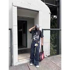 水洗纯棉大口袋工装裤男款褶皱伞兵裤子宽松休闲长裤MKA407P63，男装工装外套，星座1013-5