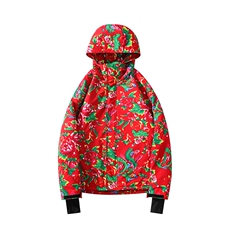 24冬东北大花袄单板双板户外防水滑雪服男加绒保暖外套HF37-P175，男装棉衣，电商A001