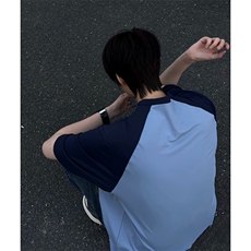 抖音得物高品质二开240克宽松纯棉美式潮牌插肩袖拼接短袖T恤，男装T恤，电商A486