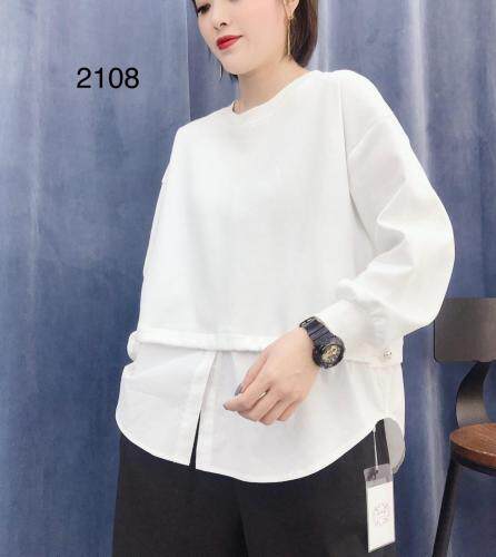 现货2021春季新款拼接简约T，女装，琼卿格