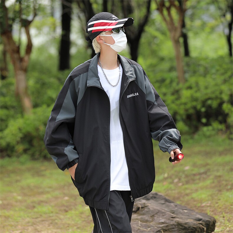美式复古棒球服外套男士2024春秋季新款潮牌夹克上衣 W7828-P48图片