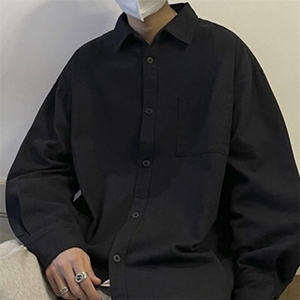 春秋纯色衬衫男长袖日系高级感上衣服慵懒风内搭宽松痞帅潮流衬衣图片