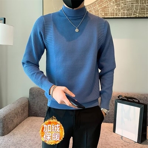 秋冬季简约韩版男士半高领毛衣潮牌痞帅内搭针织衫加绒保暖 M812图片