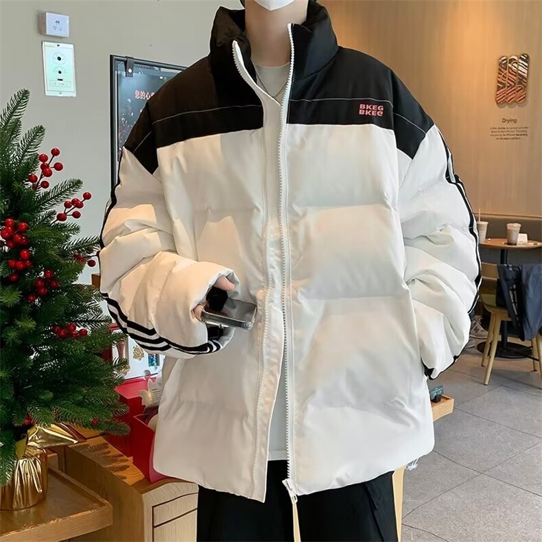 美式拼接条纹棉服棉衣男冬季外套小众街头加厚面包服MF232-P100,男装棉衣,星座412-3