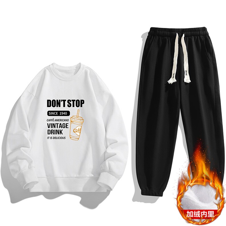 现货主推2025秋冬加绒新款男士休闲印花运动套装JR8175-P39,男装休闲套装,星座1816-2（原1210–2）