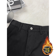B221美式ins高街斜切宽松加绒洗褪工装牛仔裤LK25602-特P60控108，男装牛仔裤，电商B221