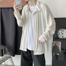 秋装新款港风纯色宽松长袖衬衫情侣薄款衬衣学生外套潮H208/P55，男装衬衫，钱塘713