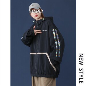 2021春季新中性风蒙马特男大码镭射反光条连帽休闲夹克J6060-P80图片