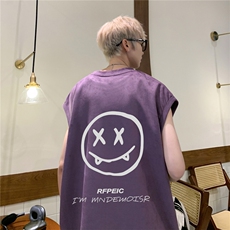 2025新款重磅高品质麂皮绒无袖坎肩背心恶魔笑脸印花JB4155-特P19，男装背心/马甲，星座508（原C305）