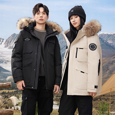 现货主推羽绒服男女新款工装大毛领男士冲锋外套户外宽松240-P140，男装羽绒服，星座1210A