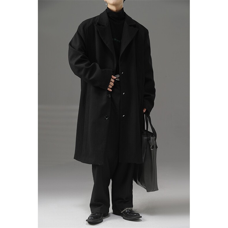 毛呢大衣男中长款过膝秋冬西装领呢子风衣外套B289-FY912-P155,男装风衣,电商B289