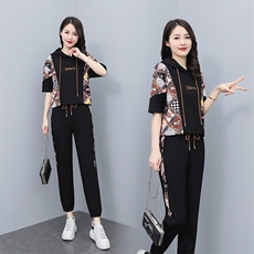 夏季休闲时尚运动服套装女2022新款两件套洋气减龄气质，女装套装/套裙，雅佳俏